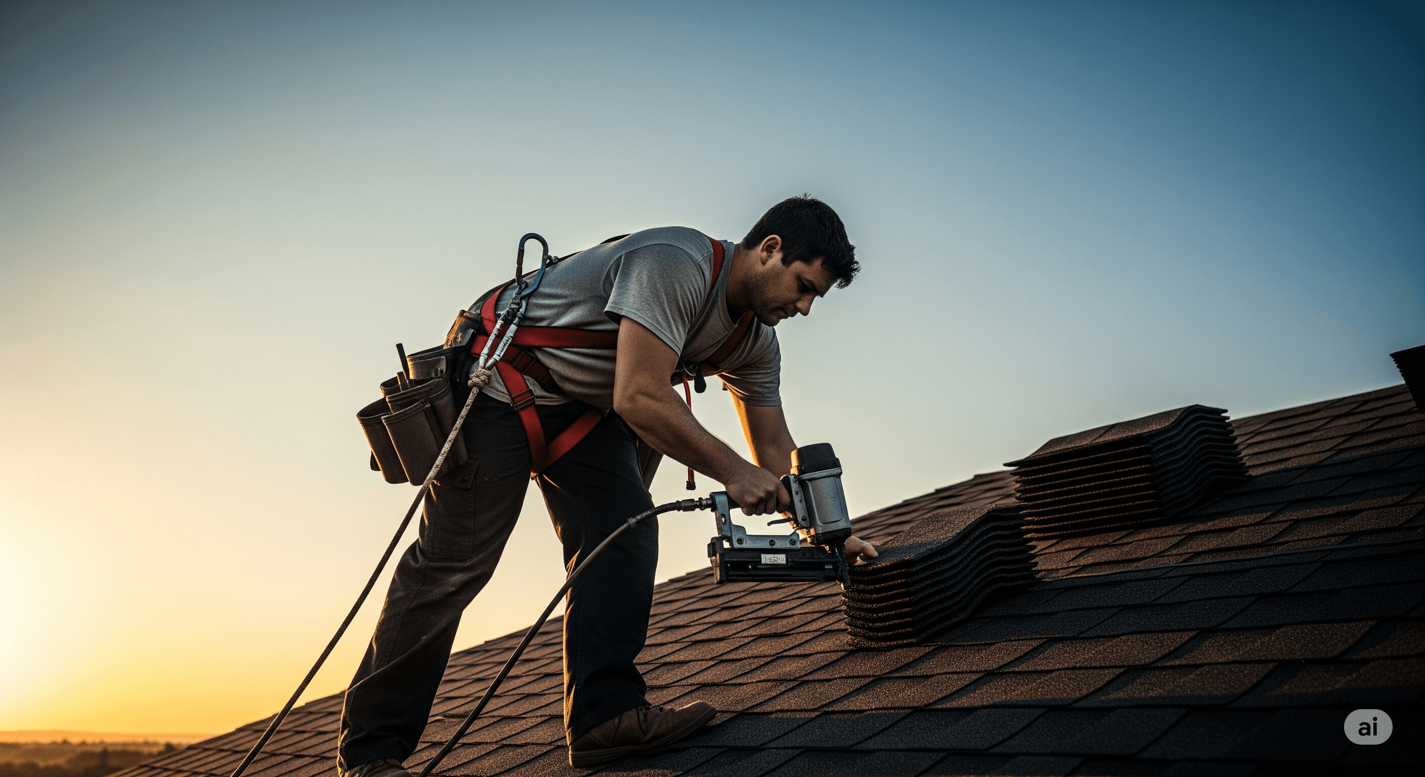Roofing crew on a house